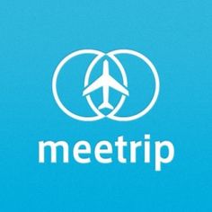 a blue background with the word meetrip on it and an airplane flying in the sky