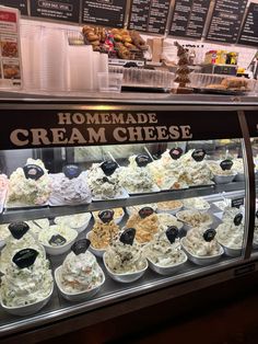 a display case filled with different types of ice cream