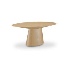 a round wooden table on a white background