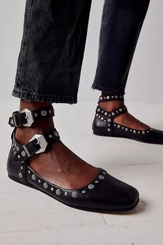 Mystic Mary Jane Double-Strap Flats | Free People Strap Flats, Studded Flats, Rounded Square, Chic Shoes, Free People Shoes, Buckle Shoes, Mary Jane Flats, Flats Shoes, Day Outfit