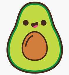 an avocado with a face drawn on it's side and eyes closed