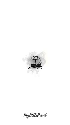 a black and white drawing of an umbrella on top of a chair with the words my little post written below it