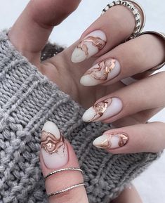 Rose Nails, Nails Manicure, Marble Nails, Pretty Acrylic Nails