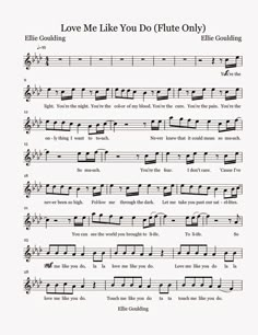 sheet music with the words love me like you do