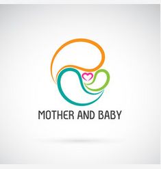 a mother and baby logo with a heart on it's breast is shown in this image