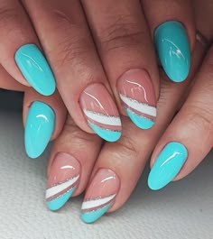 French Manicure Nails, Blue Nail Designs, Manicure Nails, Summer Theme, Bridal Nails, Nail Art Galleries, Chic Nails, French Manicure, Blue Nails