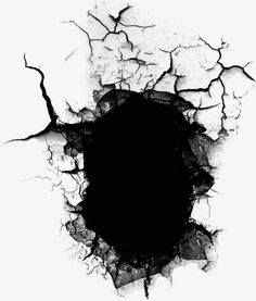 an abstract black hole in the ground with white paint and cracks on it's surface