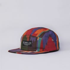 Flatspot - The Quiet Life Ikat 5 Panel Cap Red / Green / Brown Quick Silver, Head Bandana, Dope Hats, Hats Winter, Running Cap, Camp Style, 5 Panel Hat, Skateboarding Shoes, Quiet Life