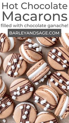 chocolate macaroons with white and chocolate ganache