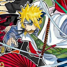 the character naruto is holding two swords