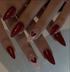 Red Chrome Nails, Hoco Nails, Red Chrome, Simple Fall Nails, Nail Prep, Gel Nail Tips, Y2k Nails, Makijaż Smokey Eye, Press Ons