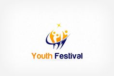 the youth festival logo is shown in blue, yellow and orange colors on a white background