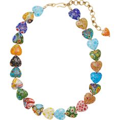 Product details: A strand multicolored millefiori hearts and mini glass beads 24k antique gold plated brass hook and chain ending This necklace is adjustable from ~16.9" - ~18.9" in length Hearts are ~0.75" wide at widest point Adjustable Hook Closure Please note that no two beads are exactly the same; they range slightly in color and size - we think it adds to their beauty! All of our jewelry is made by hand, with love. | Brinker & Eliza | Women's Higher Love Necklace (Multicolor, One Size) | M Hook Necklace, Brass Hook, Crazy Colour, Buy Buy Baby, Accessories Necklace, Love Necklace, Strand Necklace, Pottery Barn Kids, Beaded Chain