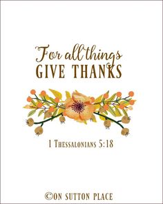 a card with the words for all things give thanks