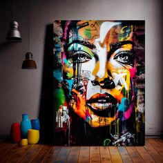 Add a touch of modern style to your home with this stunning Graffiti canvas print.The bold and striking color palette, combined with the abstract design, creates a mesmerizing work of art that will definetely turn heads.This way you are able to instantly transform your living room, bedroom, office, or any other space.Decorative pieces of art like this are a great way to personalize your home and make it feel more like you. Don't miss out on the chance to elevate your home decor with this outstan Graffiti Face, Graffiti Canvas, Easter Sale, Abstract Canvas Art, Abstract Animals, Touch Of Modern, Abstract Canvas, Acrylic Prints, Bedroom Office