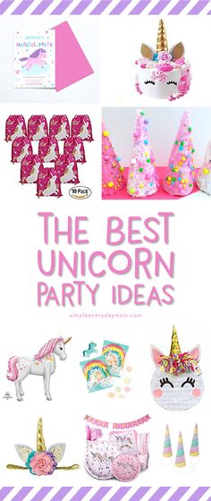 Unicorn Birthday Party Ideas | Find everything you need to throw the coolest unicorn party for your little girl including decorations, treats and cakes, activities, invitations, favors, balloons, printables and more! #unicornparty #unicornbirthday Anniversaire Diy, Party Ideas For Kids, Diy Unicorn, Unicorn Party Decorations