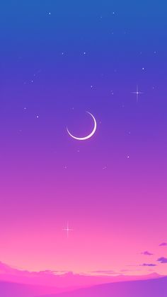 the sky is purple and pink with stars