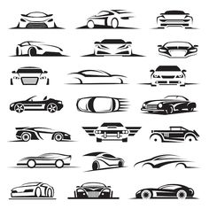 the silhouettes of different types of cars