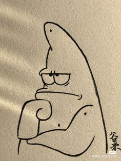 a drawing of a cartoon character with glasses