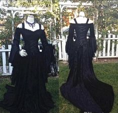 Gothic Style Sleeping Beauty Black Wedding Dresses Off Shoulder Long Puffy Sleeves Lace Corset Bodice Wedding Bridal Gowns sold by BD Wedding Dress. Shop more products from BD Wedding Dress on Storenvy, the home of independent small businesses all over the world. Dark Royaltycore, Black Gothic Wedding, Gothic Weddings, Gothic Wedding Dresses, Crescent Rose, October Style, Black Gowns