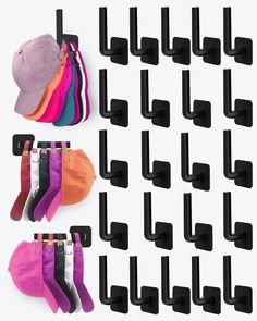 there are many pairs of socks hanging on the hooks in this set, and one pair is also available for purchase