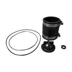 an image of a black coffee pot and gasket set up on a white background