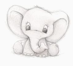 a drawing of an elephant with big eyes