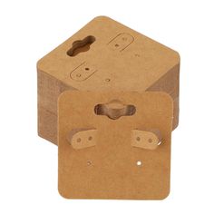 two cardboard boxes with holes in the middle and one has a button on each side