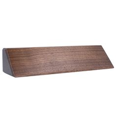 a wooden shelf that is made out of wood and metal, on a white background