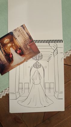 a drawing of a woman in a wedding dress next to an image of a bride