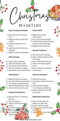 the christmas bucket list is filled with food