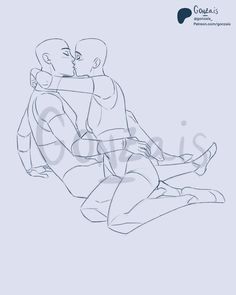 a drawing of two people sitting on the ground with their arms around each other and kissing