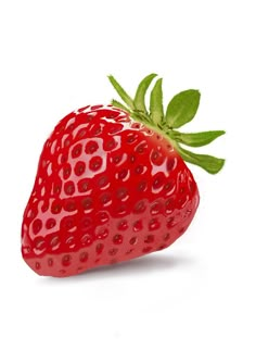 a close up of a strawberry on a white background