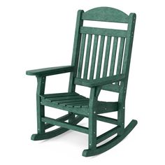 a green wooden rocking chair on a white background with clipping path to the right