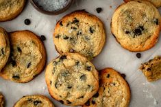 chocolate chip cookies with sea salt on top