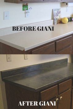 before and after shot of a kitchen countertop