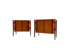 pair of mid century teak and walnut sideboards by unknown maker, circa 1950