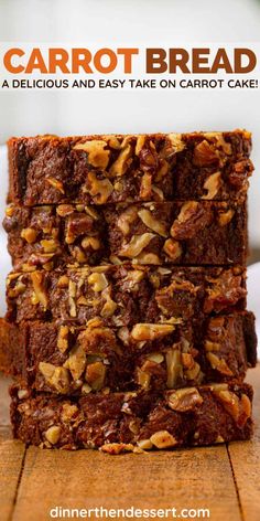 three brownies stacked on top of each other with nuts and chocolate in the middle