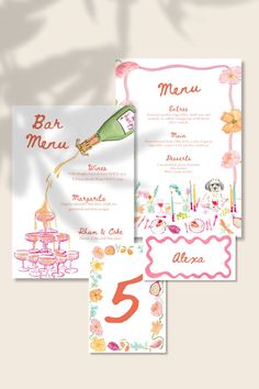 Bespoke Wedding Stationery Suite Handpainted in Watercolor by Ofelia Botella Illustration Studio Couple Book, 21 Diner, Illustration Studio, Birthday Dinner Party, Bespoke Wedding Stationery, Wedding Stationery Suite, Wedding Menu Cards, Marriage Ceremony, Wedding Art