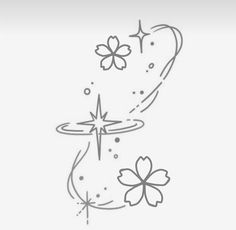 the outline of a flower and a star are shown in this drawing, which shows how to