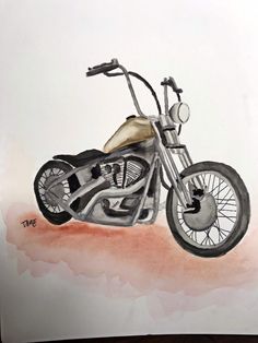 a drawing of a motorcycle is shown in this image, it appears to be painted on paper