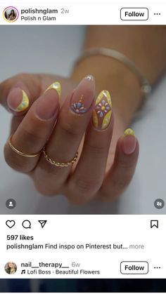 Italian Inspired Nail Art, Guatemalan Nails, Barcelona Nails Design, Simple Unique Nail Designs, Summer Italy Nails, Gaudi Nails, Europe Summer Nails Short, Tuscany Nails, Thailand Nails Designs