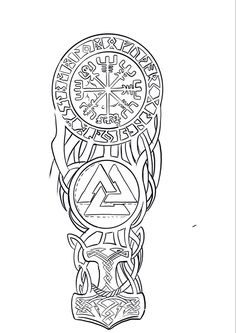 a drawing of a clock with symbols on it