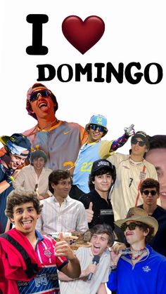 i love domingo collage with many people in the background and one man holding a drink