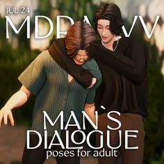 two women hugging each other in front of a poster for man's diagnoe poses for adult