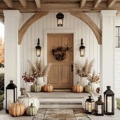 Farmhouse Fall Porch Decor, Halloween Porch Decor, Fall Front Porch Decor Ideas, Halloween Pillows Covers, Porch Pumpkins, Halloween Porch Decorations, Fall Front Porch Decor, Fall Thanksgiving Decor, Farmhouse Boho