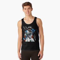 a man wearing a santa clause hat and holding a hammer tank top by designbyte