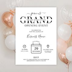 a grand opening event with balloons and streamers