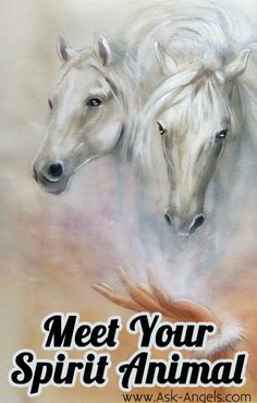 two white horses with the words meet your spirit animal