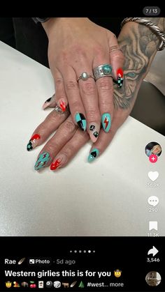 Cute Vegas Nails, Western Nails Punchy, Trendy Western Nails, Vegas Nfr Nails, Western Nails Almond, Vegas Nail Ideas, Nfr Nails Designs, Cowboy Nails Western